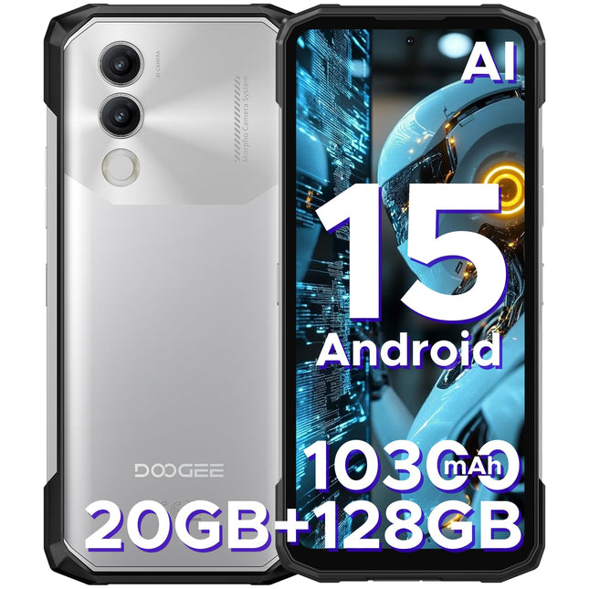 DOOGEE Blade 20 Android 15, lepinguta õuetelefon, 10300mAh, 20GB+128GB/2TB, õuenutitelefon, üliõhuke 15,8mm, 6,6" HD+ IPS-ekraan, 16MP kaamera, kolm kaardipesa, IP68, NFC, GPS, Face ID