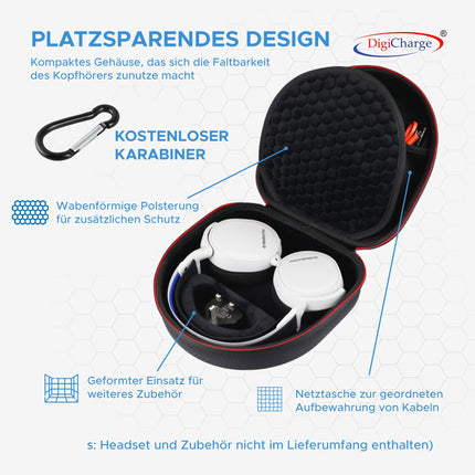 Digicharge Headphone Case for Sony WH-CH720N WH-XB910N ULT WEAR MDR-M1 MDR-MV1 WH-1000XM5 JBL Tune 720T 710BT Live 770NC Tour One M2 Cover, Over-Ear Protective Case, Travel Storage Bag