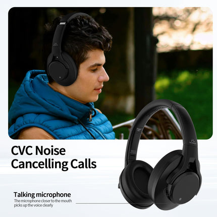 SoundMAGIC P58BT ANC kõrvapealsed hübriidsed aktiivse mürasummutusega Bluetooth-kõrvaklapid CVC mürasummutusega, kaasahaarav heli, madal latentsusaeg, mustad