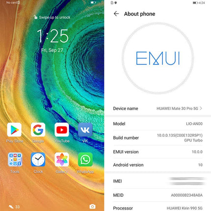 Huawei Mate 30 Pro - nutitelefon 256GB 8GB RAM Dual SIM Space Silver