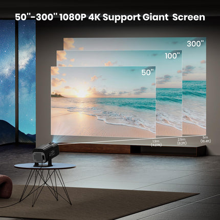 [Netflixi ametlik/stereokõlar] 4K projektor WiFi ja Bluetoothiga, 1080P natiivne mini kaasaskantav projektor, ühe klõpsuga kasutatav sisseehitatud Netflix/YouTube/PrimeVideo/D+, nutika kodu õueprojektor must