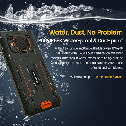 Blackview BV6200 Plus Outdoor Mobile Phone, 11000mAh, 24GB+256GB/2TB (2025), Smartphone Without Contract, 98DB Loudspeaker, 6.56" 90Hz, IP69K Waterproof, Construction Site Phone, 16MP+13MP/Dual 4G/OTG/GPS/NFC (Black)