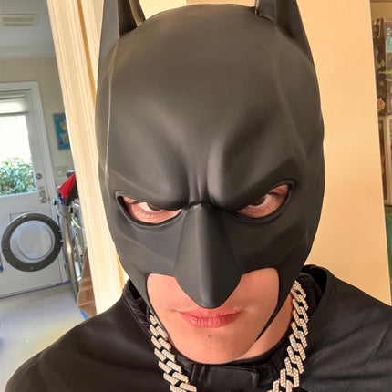 SINSEN Adult Bat Mask for Men Superhero Bruce Wayne Full Face Knight Cosplay Costume Prop for Halloween Party Dark (B)