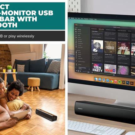CREATIVE Stage Air V2 kompaktne USB-monitori alla paigaldatav heliriba arvutile, Bluetooth 5.3, kahe draiveri ja passiivradiaatoriga, kuni 6 tundi mänguaega, ühildub PS5 ja Switchiga, MF8395