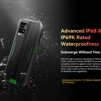 Blackview BV4800 PRO Outdoor Mobile Phone, 5180mAh, 12GB+128GB/2TB (2025), Smartphone Without Contract, 6.56" 90Hz, IP69K Waterproof, Construction Site Phone, 5MP+13MP/Dual 4G/OTG/GPS/NFC/Fingerprint (Orange)