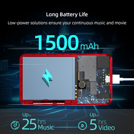 MP4 MP3 mängija Bluetoothi ​​ja WiFi-ga, 4-tolline puuteekraan, Spotifyga, Androidi voogedastusmuusikamängija Pandoraga, kaasaskantav HiFi heliga digitaalne audiopleier kõlariga, punane