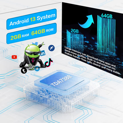 Inefala Android 13 2G/64G autoraadio GPS-navigatsioon Kia Sportage 2010-2016 raadio juhtmevaba Carplay Android Auto, 9-tolline puuteekraan, GPS, WiFi, BT, USB, FM RDS, ekvalaiser, mikrofon, kaamera