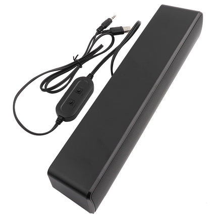 Soundbar PC Speaker, USB Mini Soundbar Portable Subwoofer Wired LED Music Box with Dual Drivers Pure Bass for 3.5 mm Aux-in Connection Desktops, TV, Laptops, Cell Phones