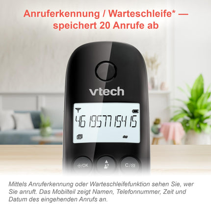 VTech CS1451 DECT Telephone Cordless 2 handsets with answering machine, hands-free function, call blocking, caller ID/call waiting function, backlit display, ECO mode Low radiation