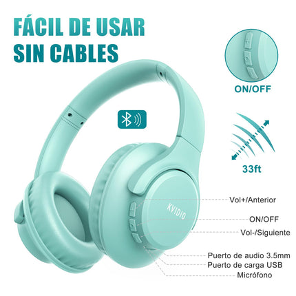 KVIDIO Bluetooth-kõrvaklapid, juhtmevabad kõrvaklapid 65-tunnise mänguajaga, intensiivne bass, juhtmevabad 5.2 Bluetooth-kõrvaklapid kõrva peale, kiire laadimine, pikk aku tööiga telefoni ja arvuti jaoks