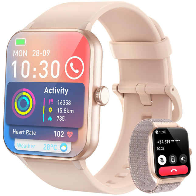Blackview Smartwatch Women Men with Phone Function (Make/Receive Calls)/Message Reminder, Sports Watch with 100+ Sport Modes, Fitness Watch, Heart Rate Sleep Monitor, Pedometer, Smart Watch for Android iOS