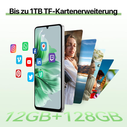UMIDIGI G9C NFC nutitelefon ilma lepinguta Android 14-12(6+6) GB+128GB 50MP kaameraga mobiiltelefon 6,75-tolline 90Hz ekraan, 5000mAh, 2,2GHz protsessor, 4G kahe SIM-kaardiga, kaasas laadija, Bluetooth 5.4/Face ID/GPS-valge