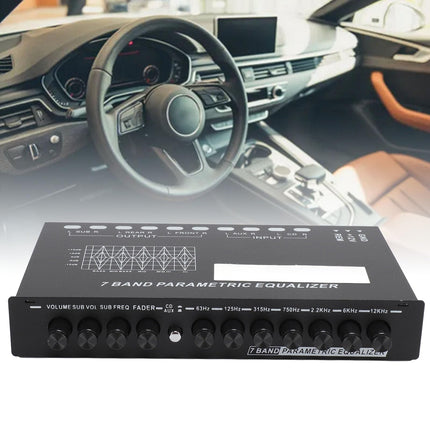 7-Band Car Audio Graphic Equalizer, Car Equalizer, Variable Gain Adjustment, CD AUX Input, Input EQ Selection for Stereo System Equalizer, Car Audio