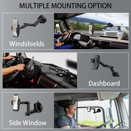 Truck Phone Mount, Car Phone Mount, Dashboard Windshield Phone Mount, 16.9 Inch Long Arm, Super Suction Cup, Robust Phone Holder, Shockproof, Black
