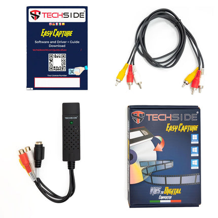 TECHSIDE Video Grabber VHS Golden Contacts | Analoog-digitaalvorming | Windows 10 + uus tarkvara 2019 | USB 2.0 muundur VHS-i salvestamiseks | Vanade videokassettide teisendamine MPEG-digitaalvormingusse