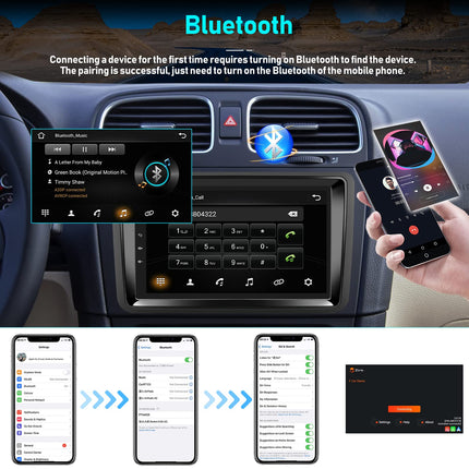 2G+64G CAMECHO Android 12 autoraadio navigatsiooniga VW Golf 5 6 Polo Skoda jaoks, 7-tolline ekraan Carplay, Android Auto Bluetooth HiFi RDS+ tahavaatekaamera