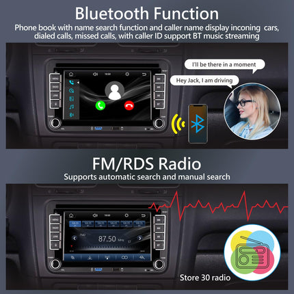 KTTCORLP Linux Car Radio with Screen for Golf 5 6 VW Polo T5 Passat Touran Seat with Navigation FM/AM, Apple Carplay, Android Auto, Steering Wheel Control, 2Din Dab Car Radio Touch Display 7 Inch