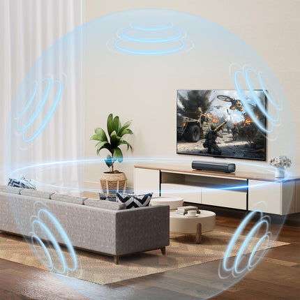 Saiyin 2.0-kanaliga teleri heliriba, 14,2-tolline kompaktne teleri heliriba, 40W kõlar telerile optilise/AUX/Bluetooth-ühendusega, 3 ekvalaiseri efekti telerile/arvutile/projektorile