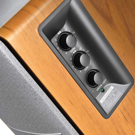 Edifier Studio R1280DB - 2.0 Bluetooth-kõlarisüsteem (42 vatti), raamaturiiuli kõlar infrapunapuldiga puiduvärvis
