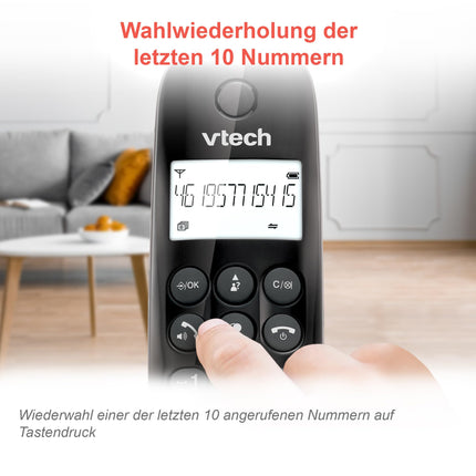 VTech CS1451 DECT Telephone Cordless 2 handsets with answering machine, hands-free function, call blocking, caller ID/call waiting function, backlit display, ECO mode Low radiation