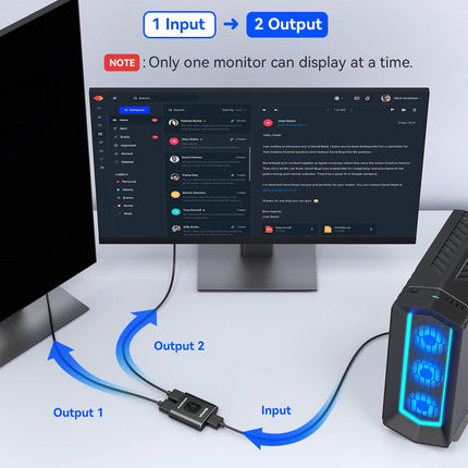 GANA HDMI jaotur 4K 60Hz 2 sisse ja 1 välja lülitav lüliti 1m kaabliga, alumiiniumkorpus, HDCP2.2 UHD 3D PS5/4, Xboxi, Blu-Ray DVD, Fire TV pulga, Chromecasti ja monitoride jaoks