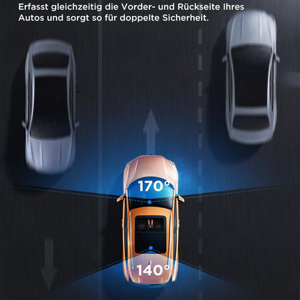 Topabol autoregistraator, 4K + 1080P autoregistraator ees ja taga, WiFi-ga autoregistraator 64 GB SD-kaardiga, kahekordne autokaamera öönägemisega, 170° lainurk WDR, G-andur, tsükkelsalvestus, rakenduse juhtimine, max 256 GB