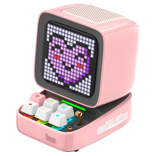Divoom Ditoo Pixel Art LED Portable Bluetooth Speaker, 256 Programmable LED Panel with Party Light, Smart Digital Table Clock, Gaming Music Box Supports TF Card &amp; Radio