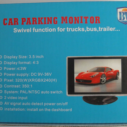 BW 3.5 TFT LCD auto tahavaatekaamera värvilise monitori ja DVD-ga