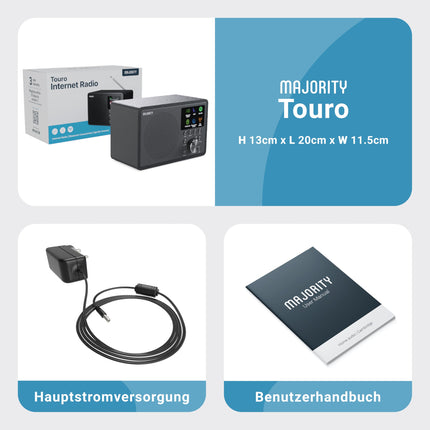 Internet radio Wi-Fi | DAB+ radio with Bluetooth | DAB Plus radio kitchen radio | Internet Wi-Fi with DSP speaker | Digital radio | Frontier Oktiv app remote control | MAJORITY Touro