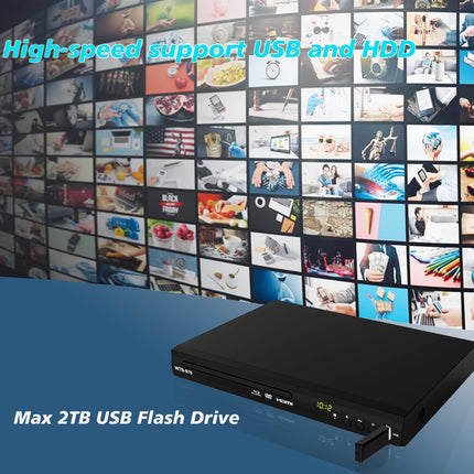 Blu-ray DVD-mängija, multimeediamängija filmide ja muusika jaoks, Dolby Audio, Full HD 1080P Blu-ray-plaadimängija HDMI-väljundi/AV-väljundi/koaksiaalväljundiga/Blu-ray-plaat piirkonnale B/2