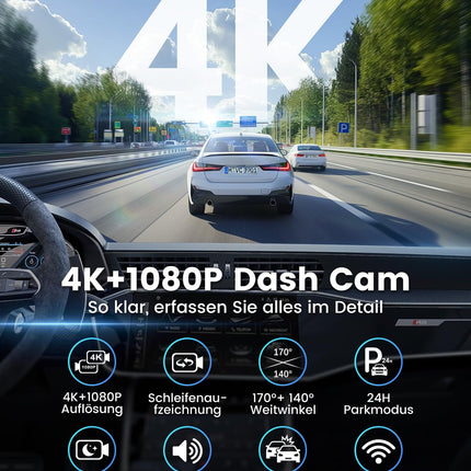 Auto armatuurlaud 4K+1080P SIGRILL auto armatuurlaud esi-taga, WiFi armatuurlaua kaamera rakenduse juhtimine, tasuta 64GB kaart, üliöise nägemisega armatuurlaud, 24H parkimisrežiim, G-andur, tsükkelsalvestus, max 256GB