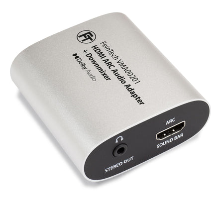 FeinTech VMA00201 HDMI-ARC audio-TV-adapter Dolby Digital dekoodri muunduriga kõrvaklappide ja stereosüsteemi jaoks, millel on helitugevuse reguleerimine ja heliriba läbilaskmine