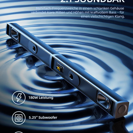 MEREDO Soundbar for TV PC Gaming Soundbar with Subwoofer 2.1CH Detachable 2-in-1 Computer Speakers USB Audio Transmission and Adjustable Bass/Treble 5 EQ - HD-ARC/BT 5.4/Optical/AUX-80cm