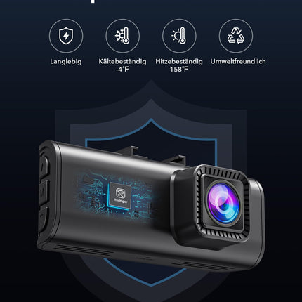 REDTIGER auto armatuurlaua kaamera esi- ja tagaosa 4K/2.5K GPS-i ja WiFi-ga, auto armatuurlaua kaamera 3.18" IPS ekraan, tasuta 32GB mälukaart, öönägemine, tsükkelsalvestus, 170° lainurk WDR, toetab maksimaalselt 256 GB (F7NP)