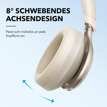 Soundcore by Anker, Space One juhtmevabad kõrvapealsed Bluetooth-kõrvaklapid, aktiivne mürasummutus, 2X tugevam häälesummutus, 40 tundi taasesitust, rakendus, kõrglahutusega heli, Bluetooth 5.3 (kohvik latte)