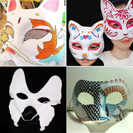 Bssowe 14-osaline valge loomamask isetegemise mask, paberimassist, unisex täiskasvanutele ja lastele, karneval, halloween, kodukaunistamine