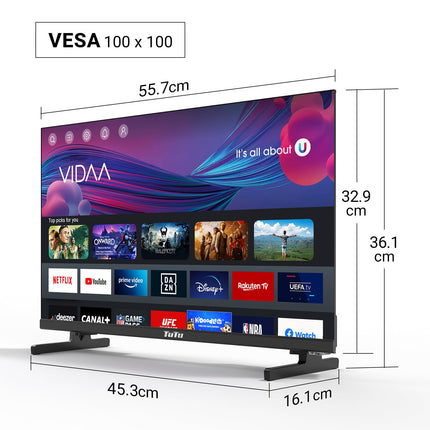 TuTu nutiteler 25-tolline (64 cm) Full HD VIDAA-teler WiFi-ühendusega, kolmekordse tuuneriga (DVB-T/T2, DVB-C, DVB-S/S2), APP Store, HDMI, USB (TUV25FQ1B, 2024)