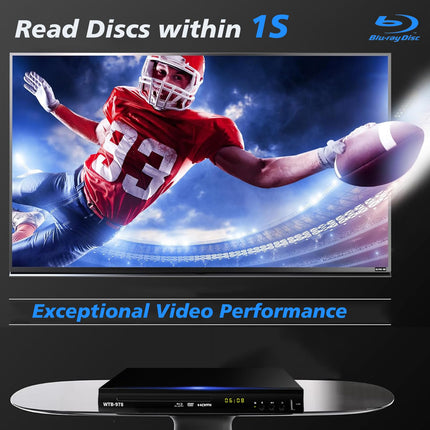 Blu-ray DVD-mängija, multimeediamängija filmide ja muusika jaoks, Dolby Audio, Full HD 1080P Blu-ray-plaadimängija HDMI-väljundi/AV-väljundi/koaksiaalväljundiga/Blu-ray-plaat piirkonnale B/2