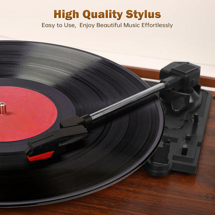 Record player case with speaker &amp; Bluetooth 5.4 | 3 speeds (33/45/78 rpm) • Portable record player • Vinyl-to-MP3 converter • Retro design brown