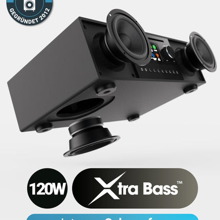 Internetiraadio CD-mängija ja Bluetoothiga | 120 W 2.1 stereo DAB-raadio sisseehitatud subwooferiga | WiFi-ühendusega internetiraadio Spotify Connecti, taskuhäälingusaadete ja FM-iga | Värviline ekraan | Majority Quadriga internetiraadio