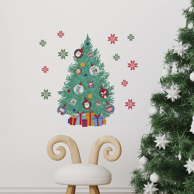 WALPLUS 40x28cm Christmas Decorations Wall Stickers Bubble Christmas Tree Stickers Wall Art Window Clings Display Decals Living Room Sale Clearance Home Living Room Bedroom DIY