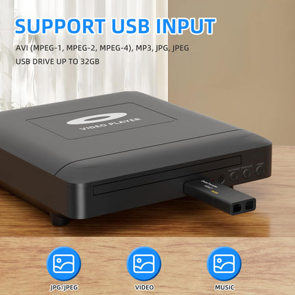 Mini HD DVD-mängija HDMI-ga, 1080P piirkonnavaba DVD-mängija nutitelerile, HDMI/RCA väljundkaabel kaasas, madalam müratase, sisseehitatud PAL/NTSC, CD-mängija koju