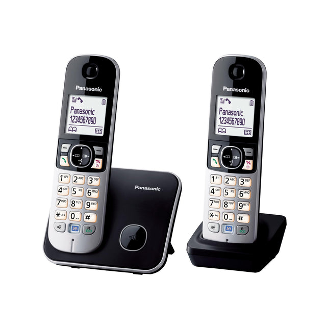Panasonic KX-TG6812GB DECT juhtmeta telefon DUO ilma automaatvastajata (madala kiirgusega, ökorežiim, GAP-telefon, lauatelefon, kõnepiirang) must