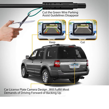 Rear view camera waterproof night vision car rear view camera parking aid reversing system, license plate light (black) for Nissan Qashqai J10 J13 X-Trail Geniss Pathfinder Dualis Sunny Juke