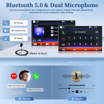 Hikity 1 Din Car Radio with Screen Bluetooth Handsfree, 4.1 Inch Touch Screen Car Radio, Support Mirror Link, FM, USB, AUX-in, TF Card