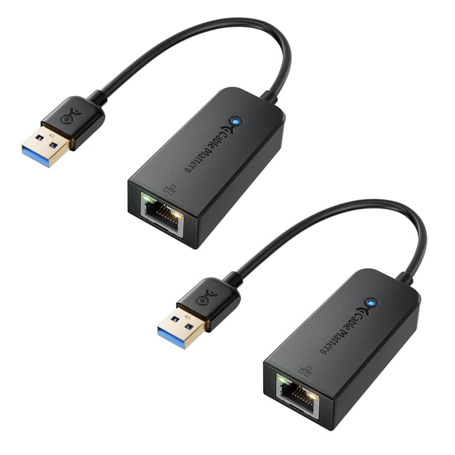 Cable Matters 2-pakk USB gigabiti Etherneti adapterit (USB võrguadapter, USB LAN adapter 3.0, USB Etherneti adapter USB 3.0) - 10/100/1000 Mbps Etherneti võrk mustas värvitoonis