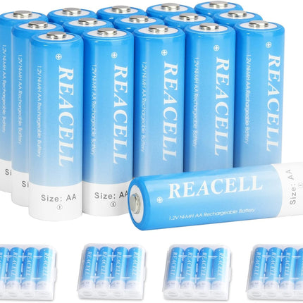 REACELL AA rechargeable batteries 2800mAh rechargeable 16 pieces Mignon AA NI-MH 1.2V rechargeable batteries low self-discharge with storage box