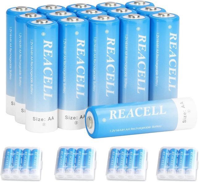 REACELL AA rechargeable batteries 2800mAh rechargeable 16 pieces Mignon AA NI-MH 1.2V rechargeable batteries low self-discharge with storage box