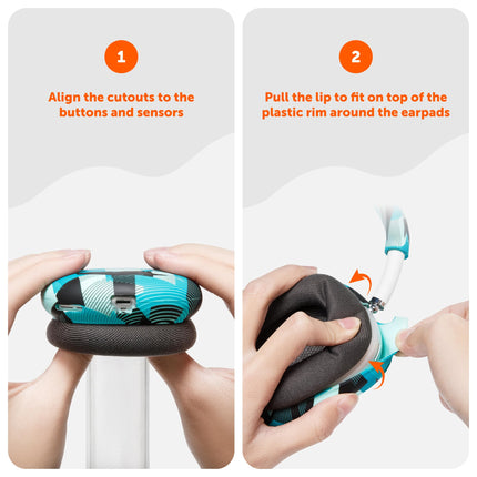 WC ShellZ Max – Protective earphone shells for Airpods Max by Wicked Cushions | Made of high-quality silicone | Cyan Prism