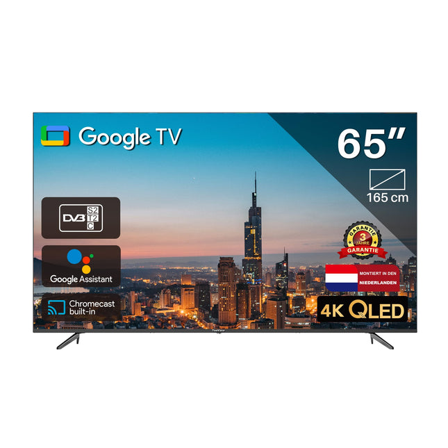 TEEVIEW TV65QQG-EU 55" Google Smart QLED 4K UHD televiisor, WiFi, Bluetooth, 3x HDMI, kolmekordne tuuner, hääljuhtimine, integreeritud voogedastusrakendused